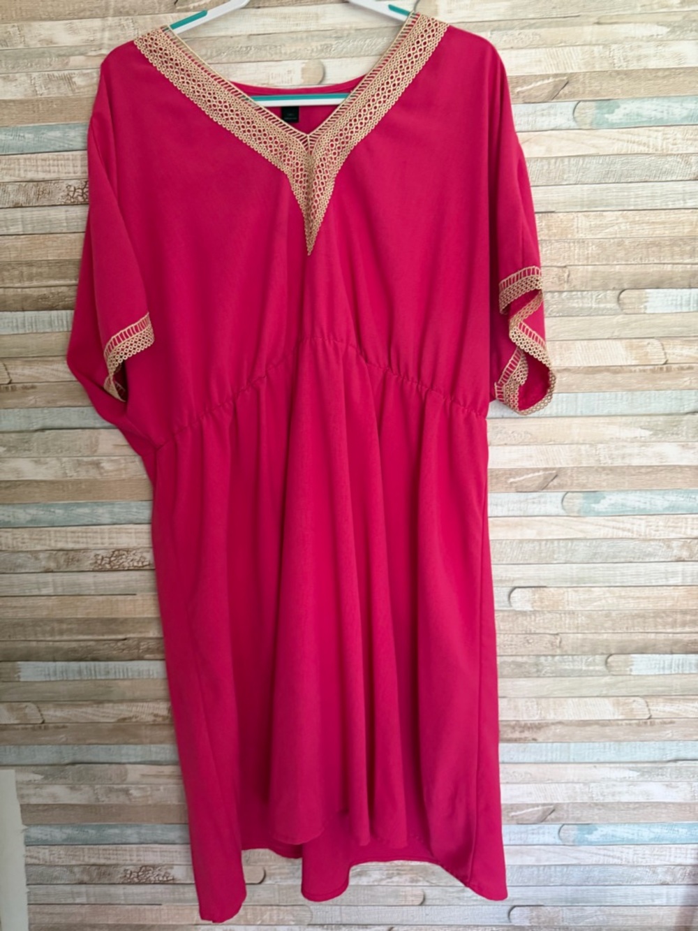 Women’s Fuchsia Dress with Crochet Trim